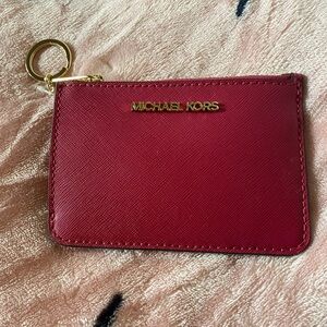 NWT Michael Kors Carmine Pink Jet Set Travel Zip Coin Case
